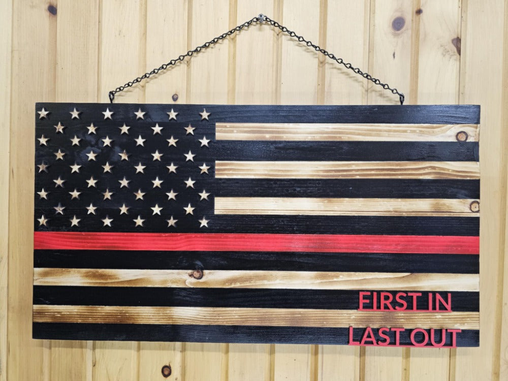Custom Wooden American Flag - Handmade Patriotic Wall Art, Military & First Responder Gift, Rustic USA Decor