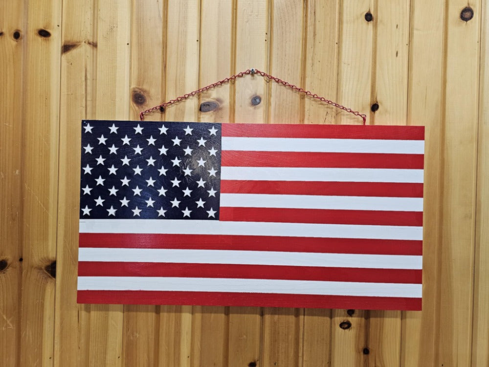 Custom Wooden American Flag - Handmade Patriotic Wall Art, Military & First Responder Gift, Rustic USA Decor