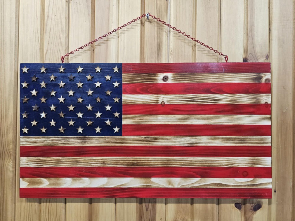 Custom Wooden American Flag - Handmade Patriotic Wall Art, Military & First Responder Gift, Rustic USA Decor