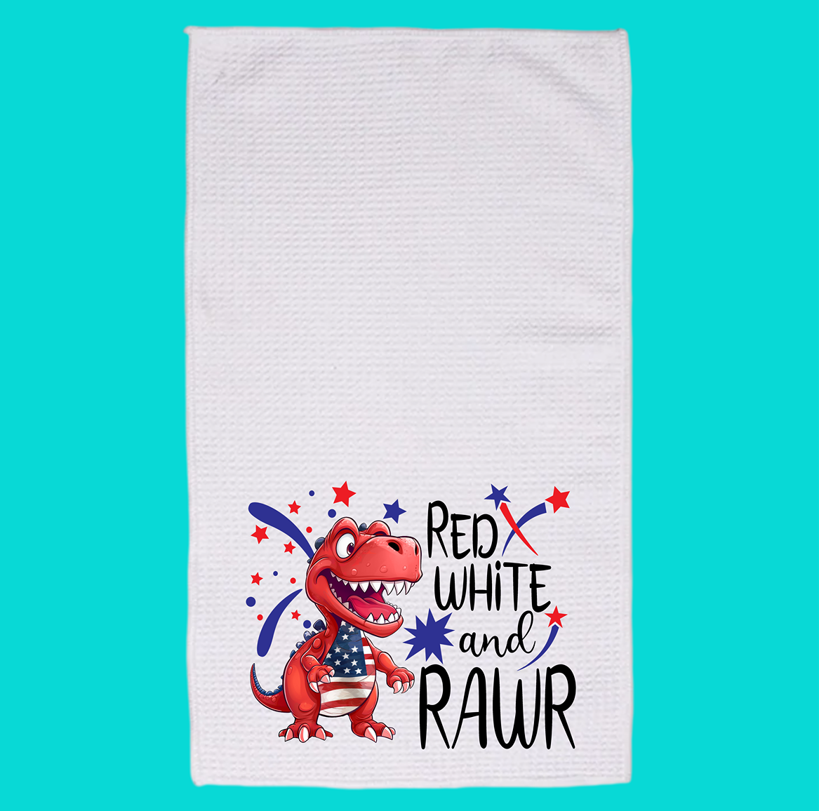 RED WHiTE and RAWR Dish Towel