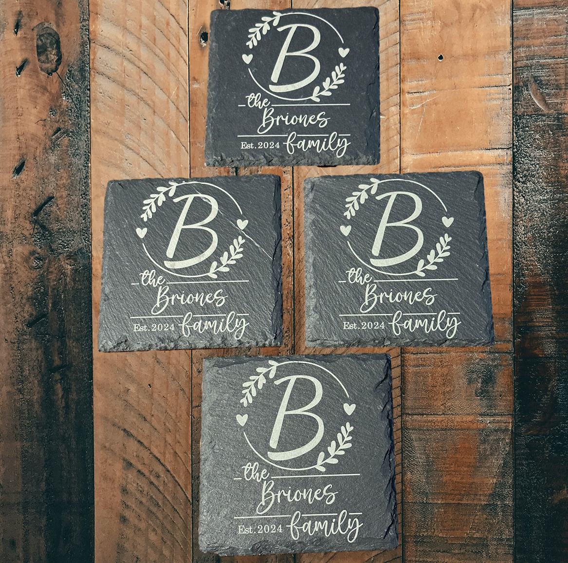 Family Name Slate Coasters without holder