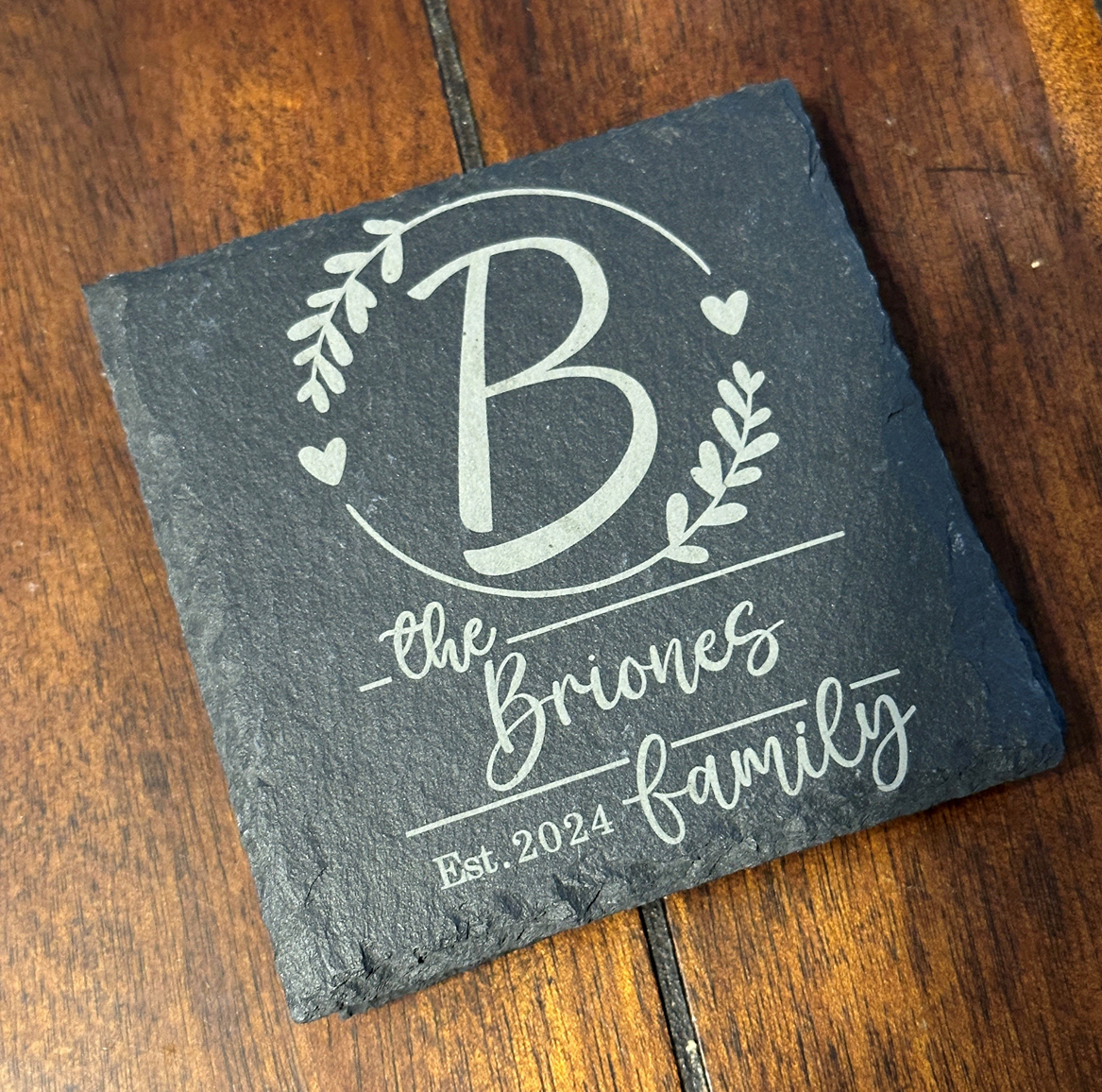 Family Name Slate Coasters without holder